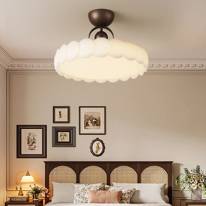 Traditional Round Iron LED Semi-Flush Ceiling Light