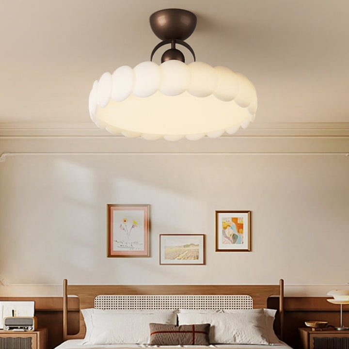 Traditional Round Iron LED Semi-Flush Ceiling Light