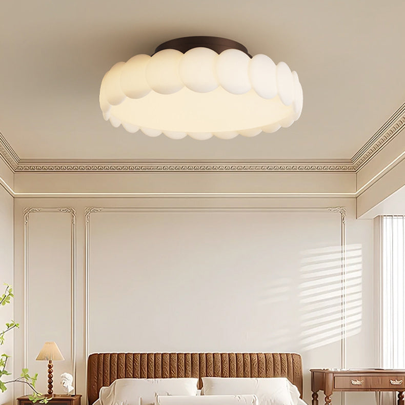 Traditional Round Iron LED Semi-Flush Ceiling Light