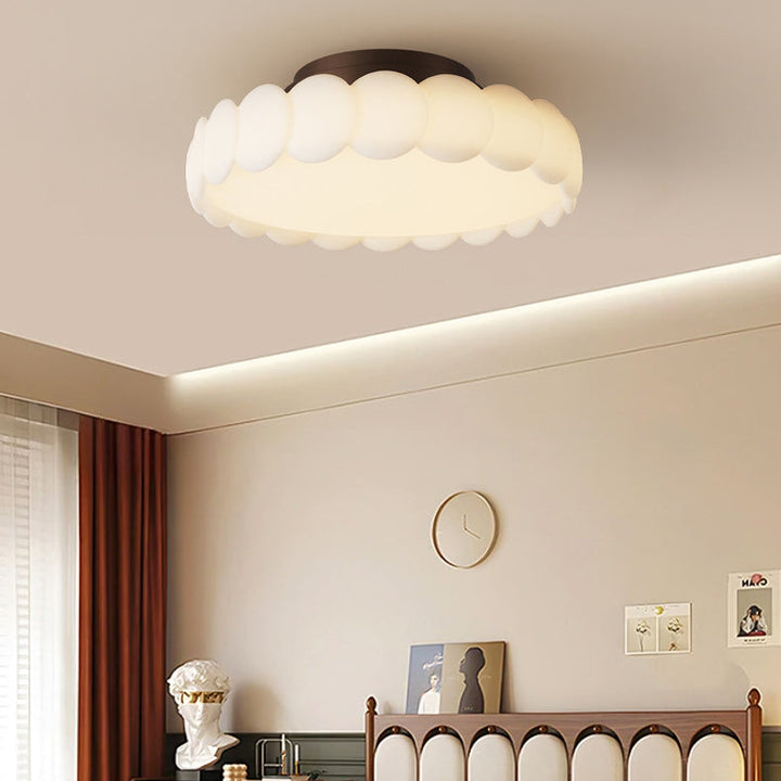Traditional Round Iron LED Semi-Flush Ceiling Light