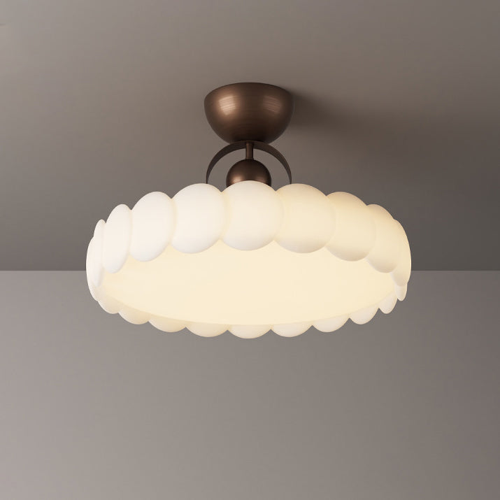 Traditional Round Iron LED Semi-Flush Ceiling Light