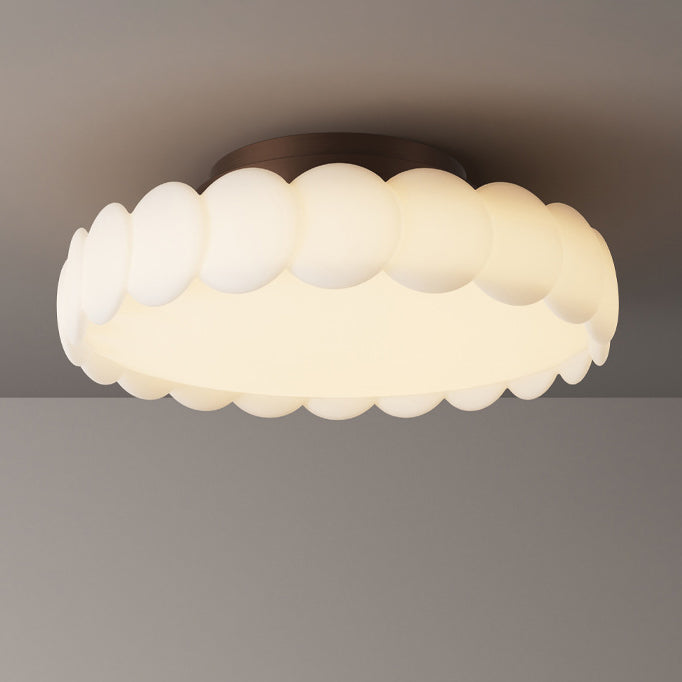 Traditional Round Iron LED Semi-Flush Ceiling Light
