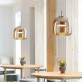 Contemporary Scandinavian Cylinder Copper Glass LED Pendant Light For Living Room
