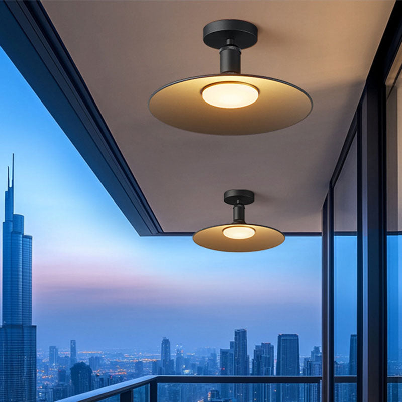 Contemporary Round Aluminum Semi-Flush Ceiling Light