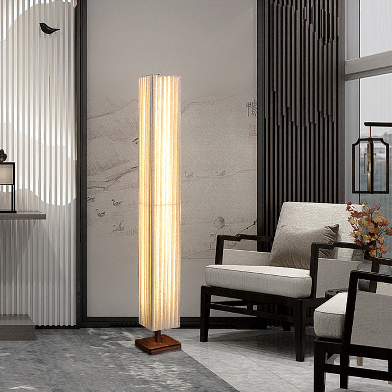 Traditional Rectangular Walnut LED Floor Lamp
