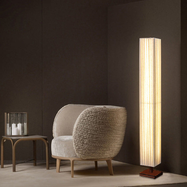 Traditional Rectangular Walnut LED Floor Lamp
