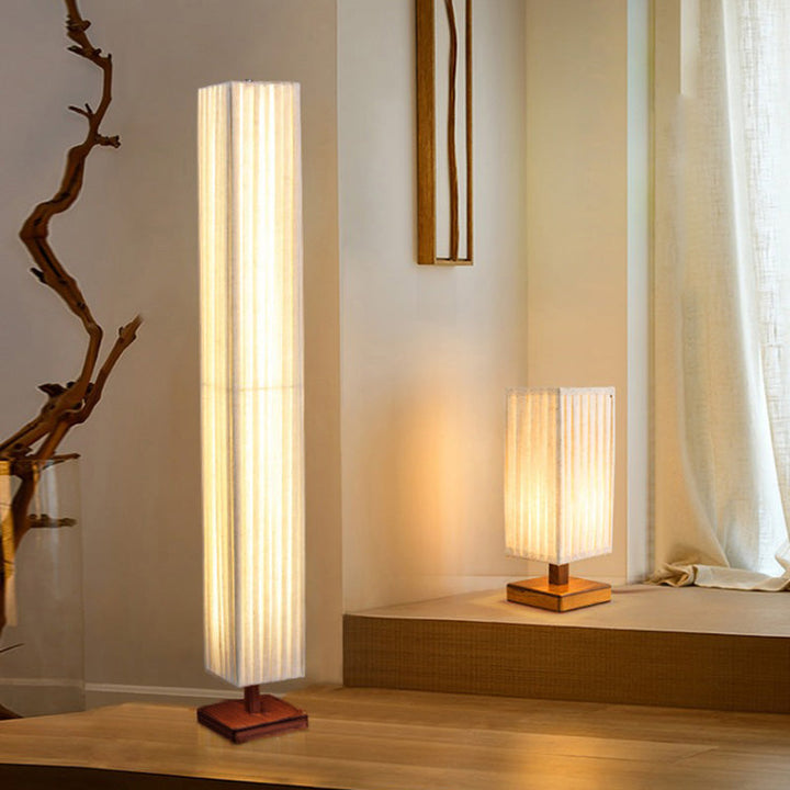 Traditional Rectangular Walnut LED Floor Lamp