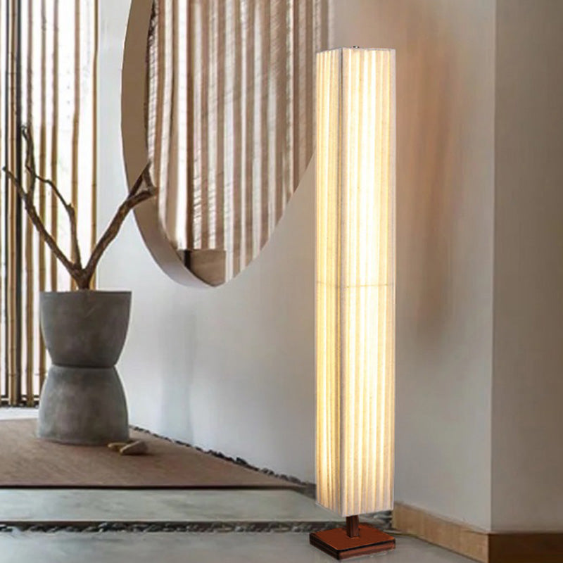 Traditional Rectangular Walnut LED Floor Lamp