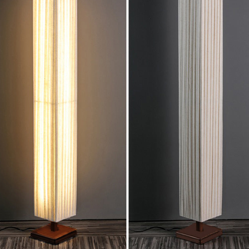 Traditional Rectangular Walnut LED Floor Lamp