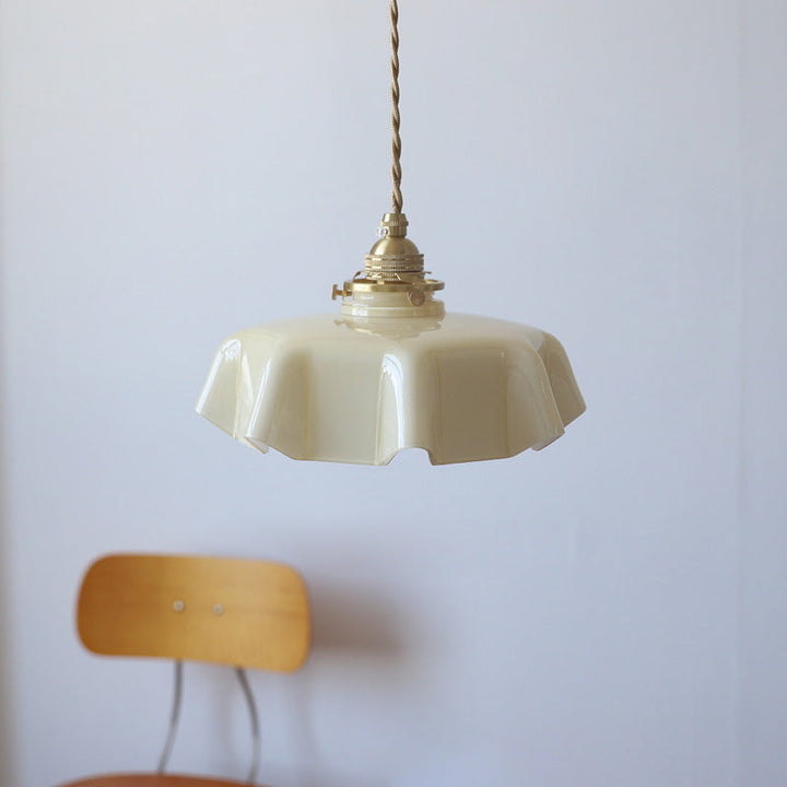 French Traditional Round Brass Pendant Light