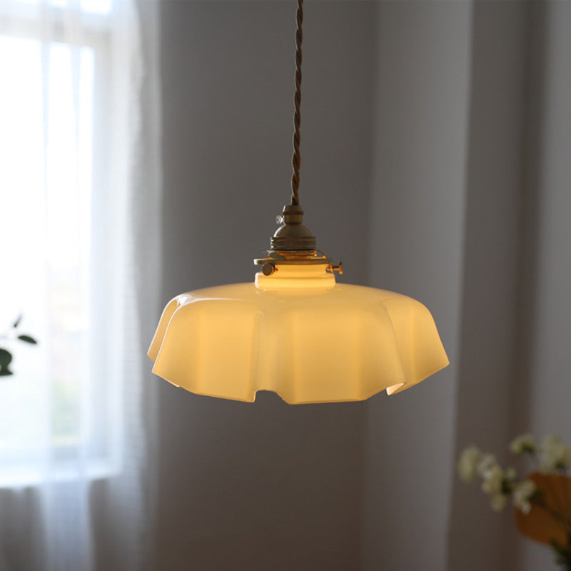 French Traditional Round Brass Pendant Light