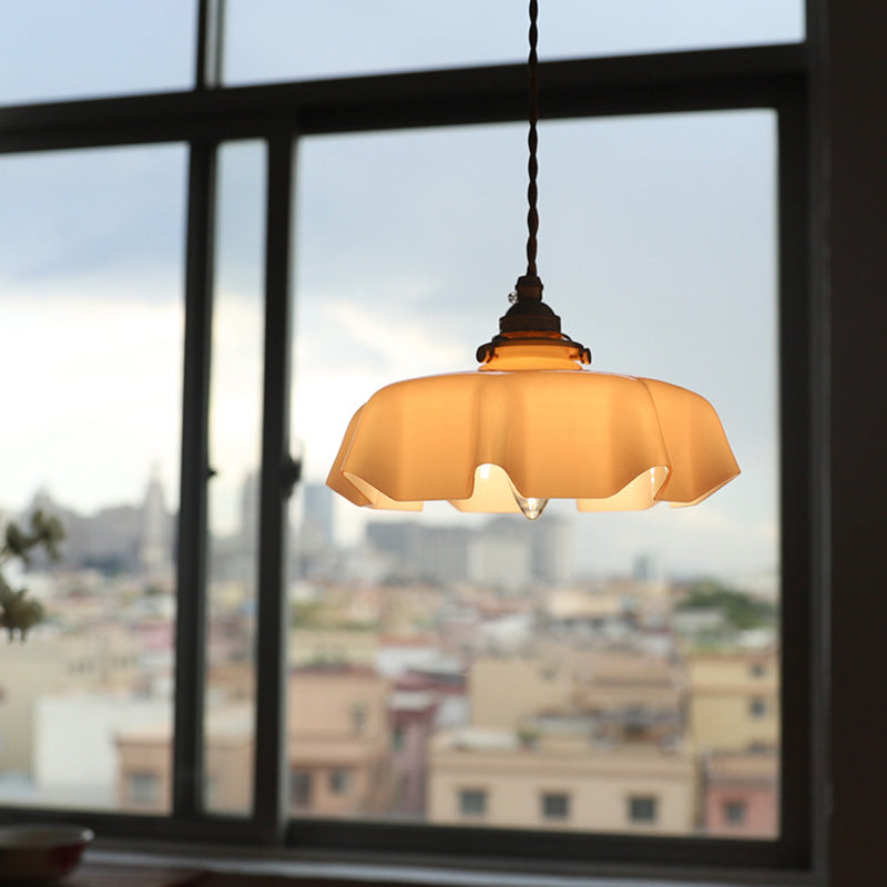 French Traditional Round Brass Pendant Light