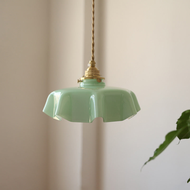 French Traditional Round Brass Pendant Light