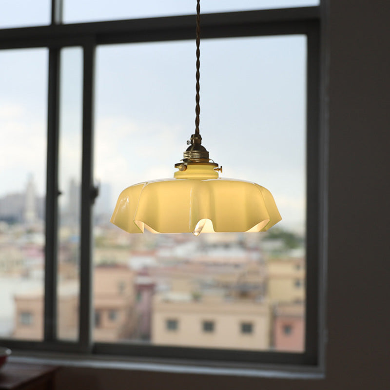 French Traditional Round Brass Pendant Light