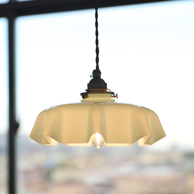 French Traditional Round Brass Pendant Light