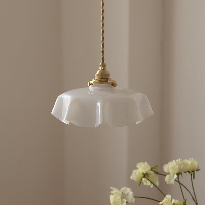 French Traditional Round Brass Pendant Light