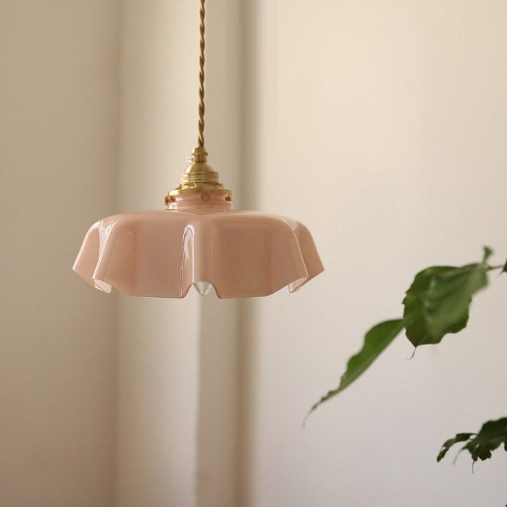 French Traditional Round Brass Pendant Light