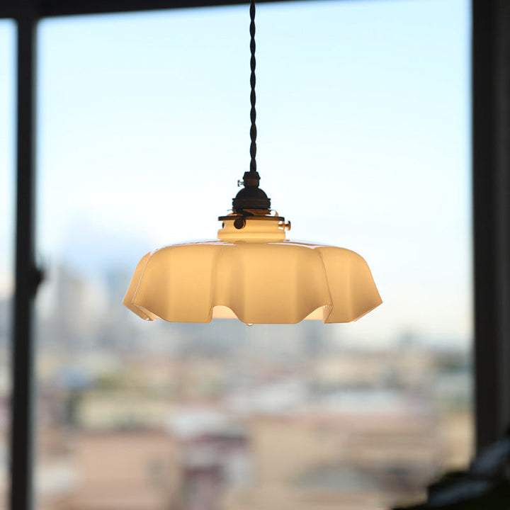 French Traditional Round Brass Pendant Light