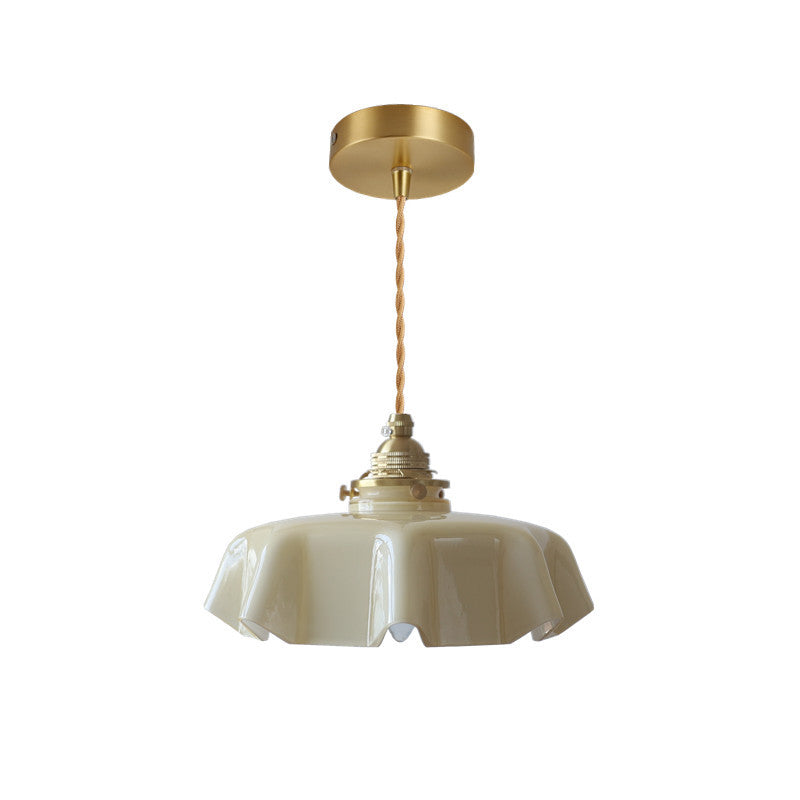French Traditional Round Brass Pendant Light