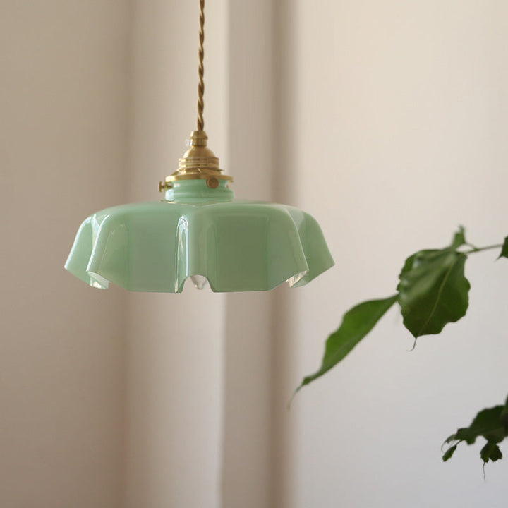 French Traditional Round Brass Pendant Light