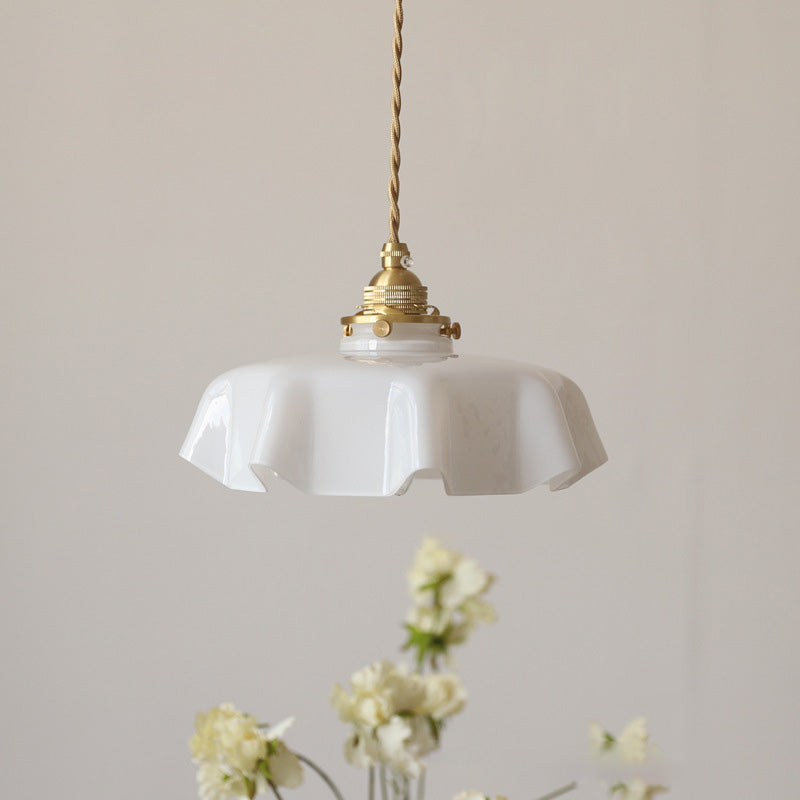French Traditional Round Brass Pendant Light