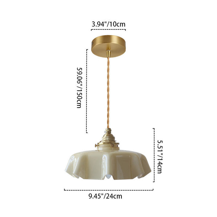French Traditional Round Brass Pendant Light