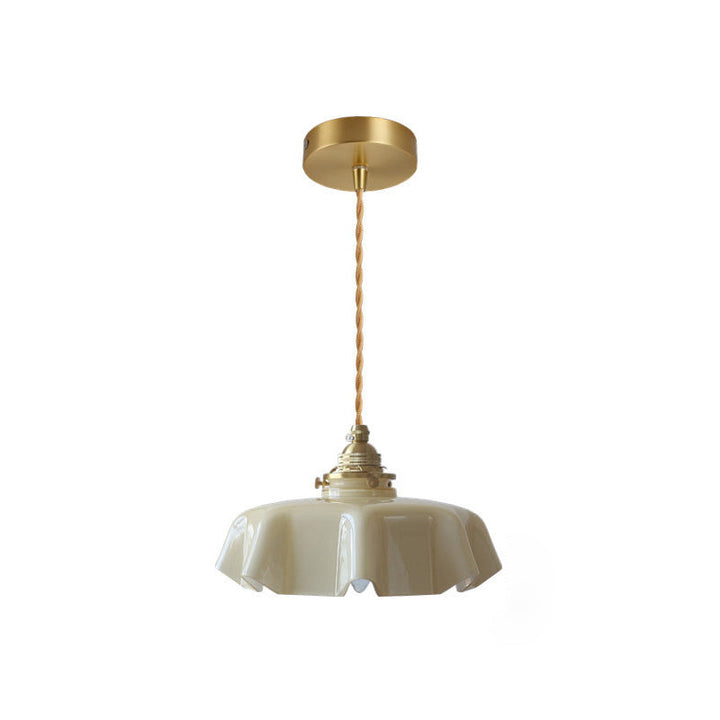 French Traditional Round Brass Pendant Light