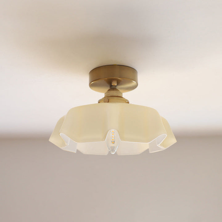 Traditional Round Brass Semi-Flush Ceiling Light