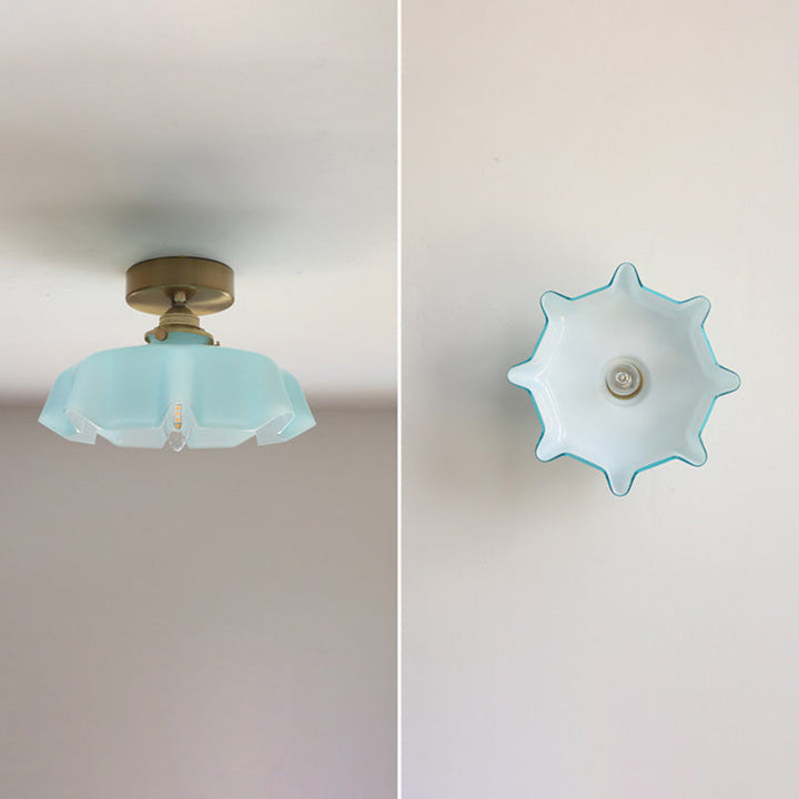 Traditional Round Brass Semi-Flush Ceiling Light