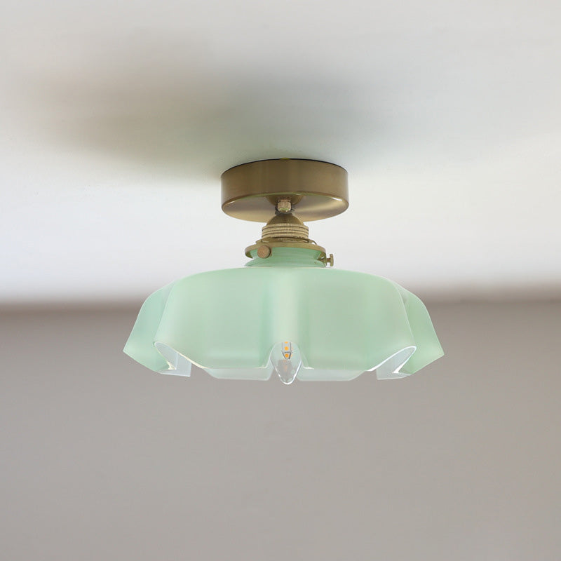 Traditional Round Brass Semi-Flush Ceiling Light