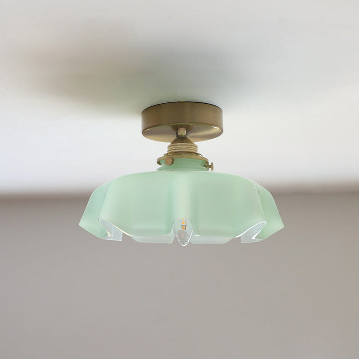Traditional Round Brass Semi-Flush Ceiling Light