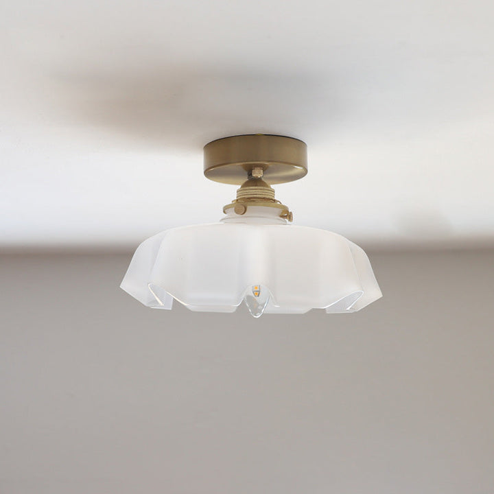 Traditional Round Brass Semi-Flush Ceiling Light