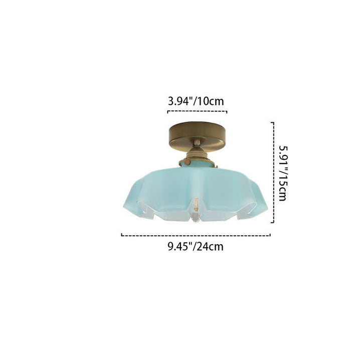 Traditional Round Brass Semi-Flush Ceiling Light