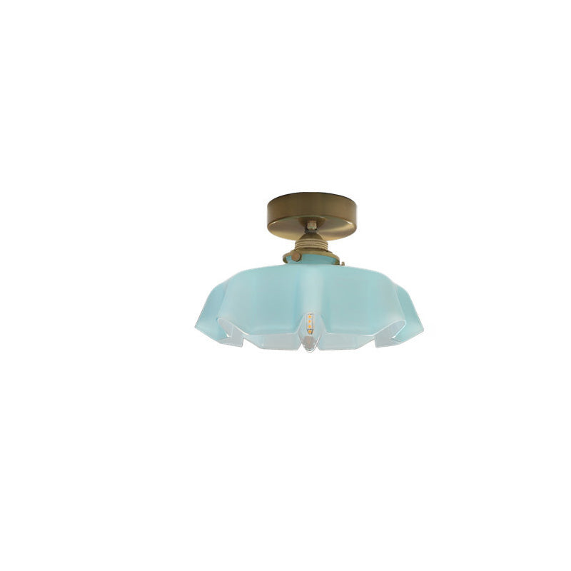 Traditional Round Brass Semi-Flush Ceiling Light
