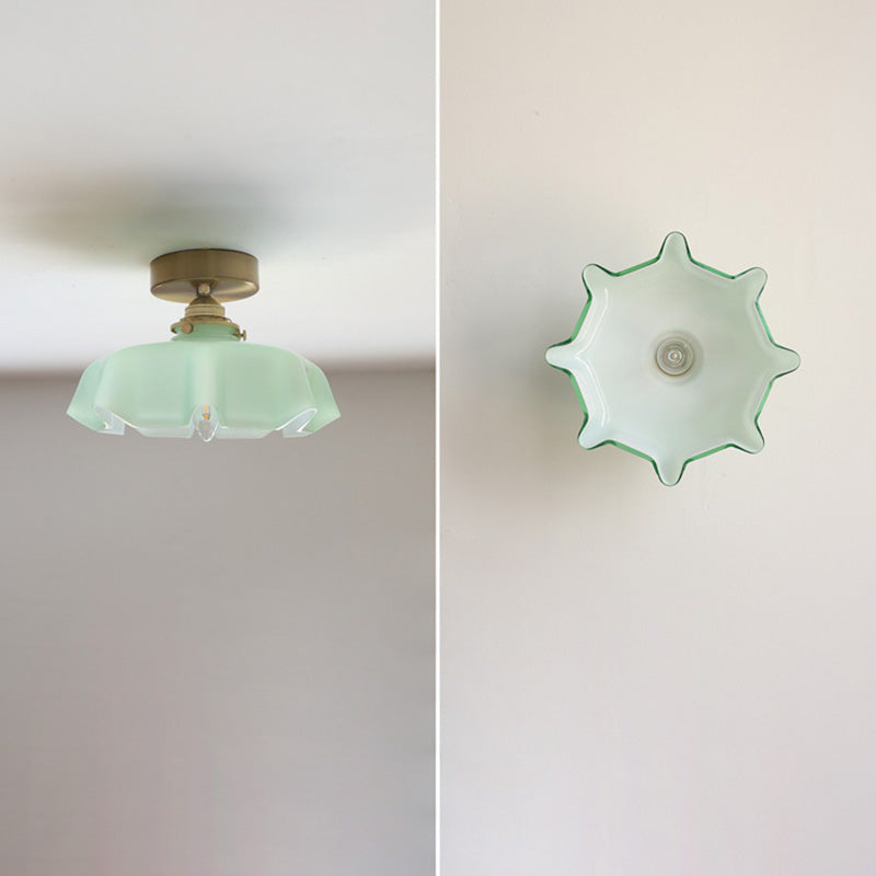 Traditional Round Brass Semi-Flush Ceiling Light