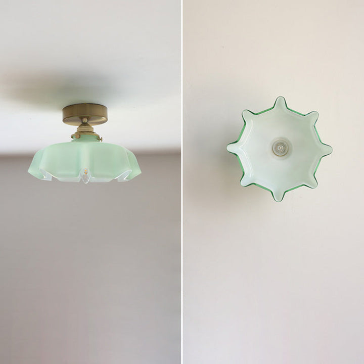 Traditional Round Brass Semi-Flush Ceiling Light