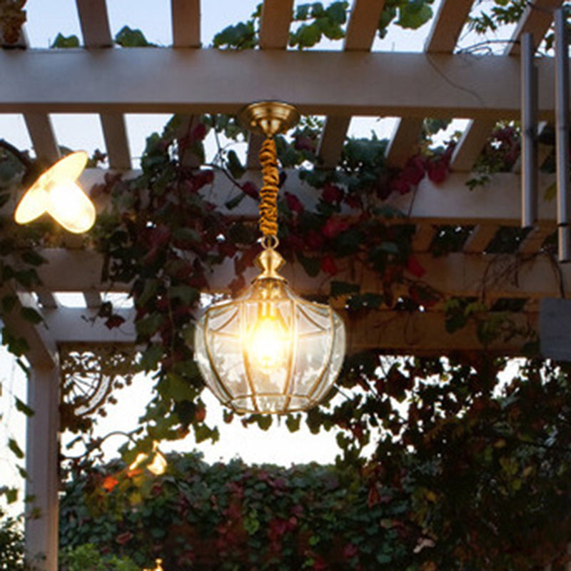 Mid-Century Cylinder Copper 4-Light Waterproof Chandelier