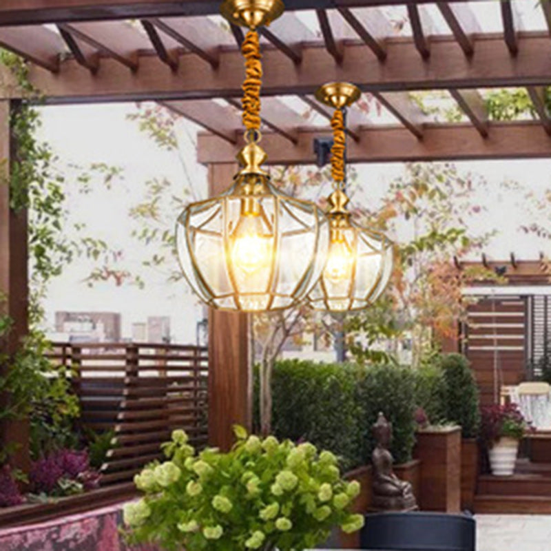 Mid-Century Cylinder Copper 4-Light Waterproof Chandelier