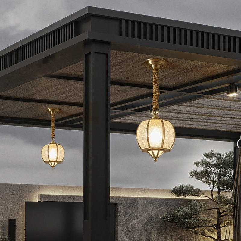 Mid-Century Cylinder Copper 4-Light Waterproof Chandelier