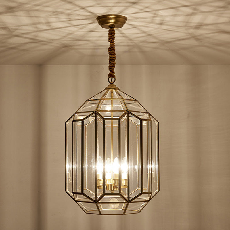 Mid-Century Cylinder Copper 4-Light Waterproof Chandelier