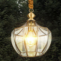 Modern Mid-century Waterproof Copper Glass Cage Rhombic Cylinder 1/3/4 Light Chandeliers For Outdoor Patio