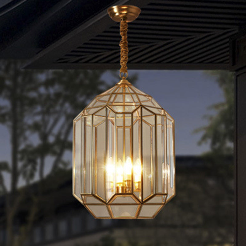Mid-Century Cylinder Copper 4-Light Waterproof Chandelier