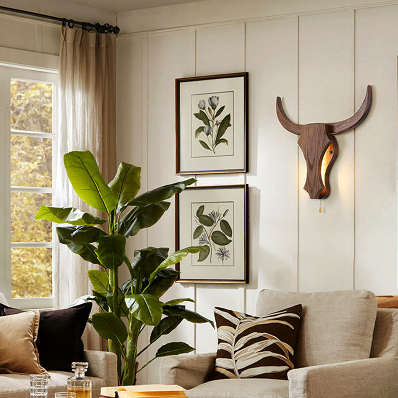 Traditional Solid Wood LED Wall Sconce