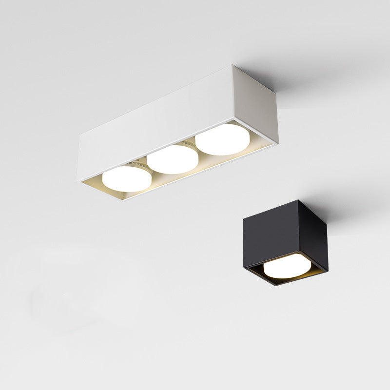 Modern Minimalist Iron Square Downlight 1/2/3/4-Light Flush Mount Ceiling Light For Living Room
