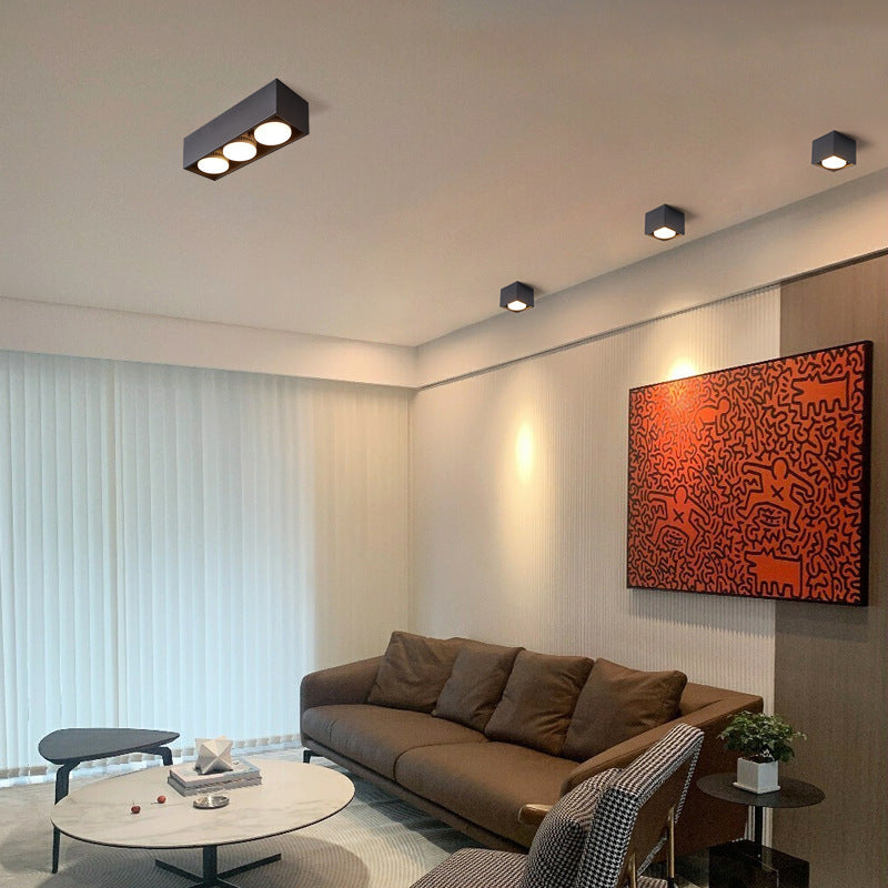 Minimalist Square Iron 4-Light Flush Mount Ceiling Light