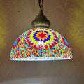 Contemporary Boho Glass Iron Dome Sun Mosaic Bead 1-Light Pendant Light For Dining Room