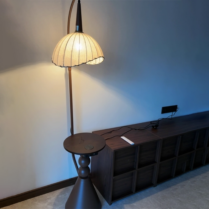 Contemporary Round Fabric Floor Lamp