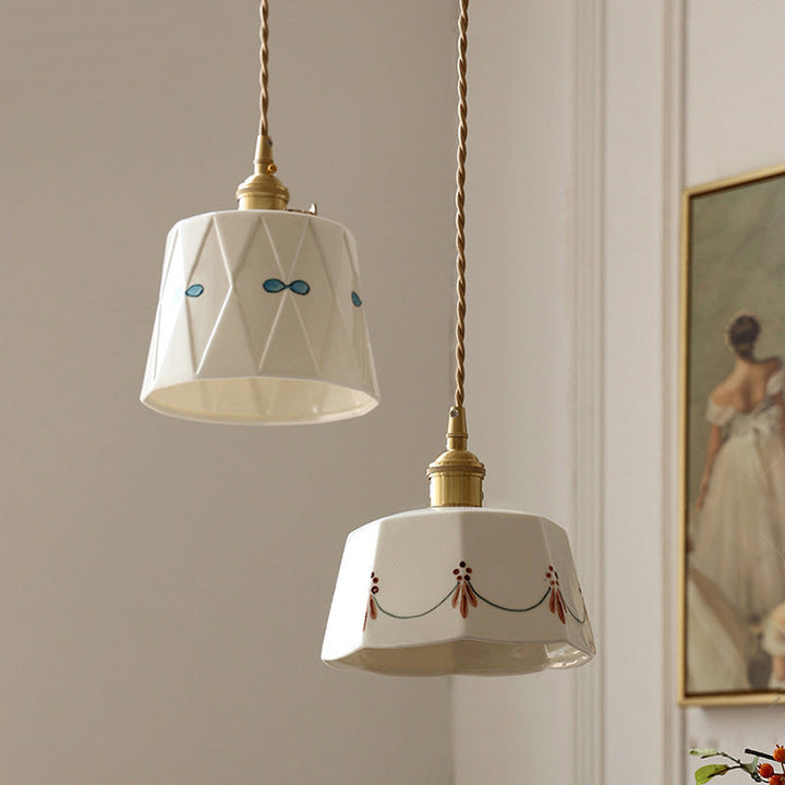 Traditional Cylinder Ceramic Pendant Light
