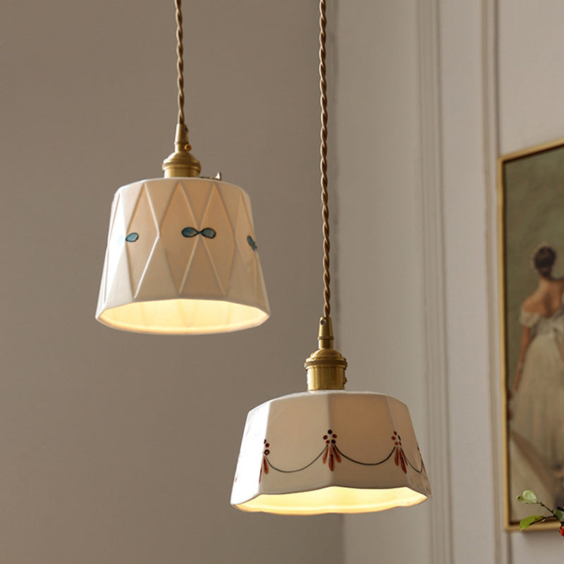 Traditional Cylinder Ceramic Pendant Light