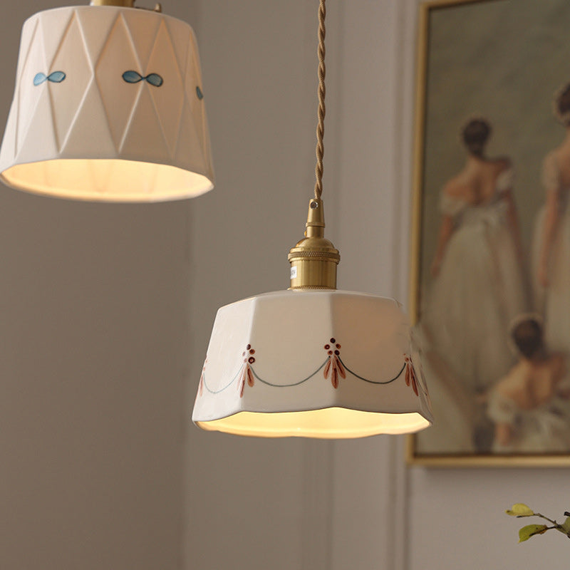 Traditional Cylinder Ceramic Pendant Light